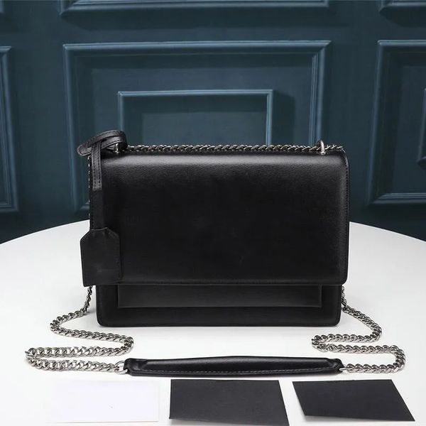 

mens genuine leather classic shoulder sling hand bag womens purse metal chain crossbody underarm satchel bags luxury designer flap fashion e