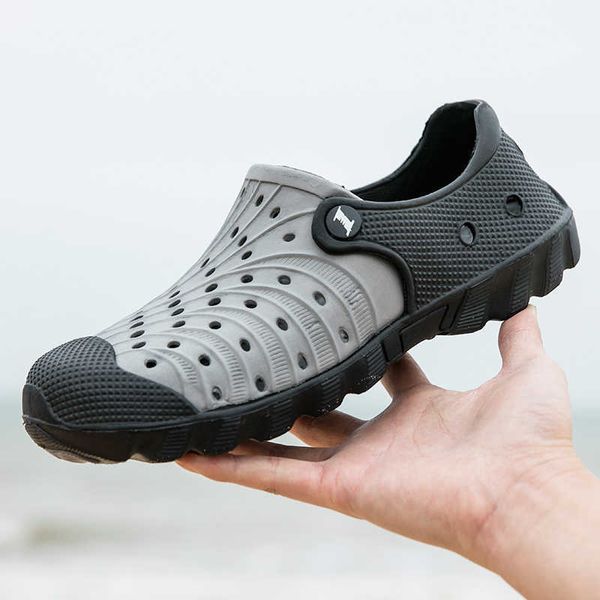 

sandals summer men rubber beach sandals mens clogs garden shoes clog zuecos hombre outdoor slip on breathable new 2022j230221, Black