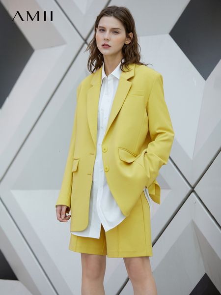 

womens jackets amii minimalist blazers autumn office lady elegant solid loose turndown collar allmatch blazer coats 12240163 230222, Black;brown