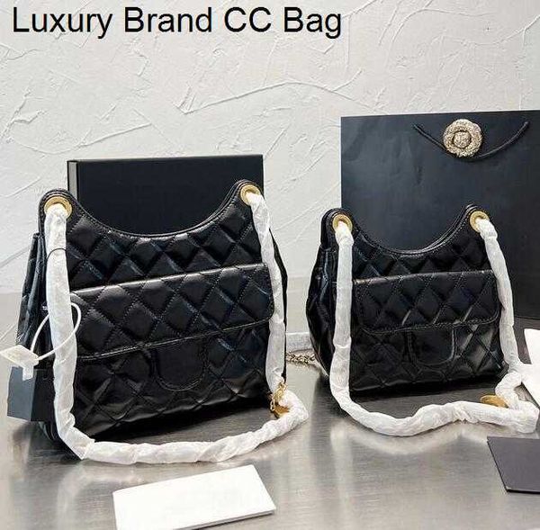 

cc shoulder bags womens calfskin hippie designer bag classic quilted metal chain strap black white handbags crossbody bag large capacity lux