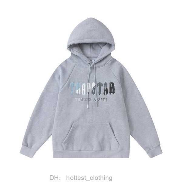 

hoodie trapstar full tracksuit rainbow towel embroidery decoding hooded sportswear men and women suit zipper trousers 10 iu1s, Black