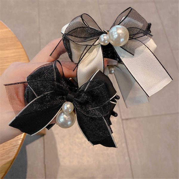 

hair clips barrettes fashion new bow pearl hairpins for women korean elegant girls shark clip back head hair clip hair accessories jewelry g, Golden;silver