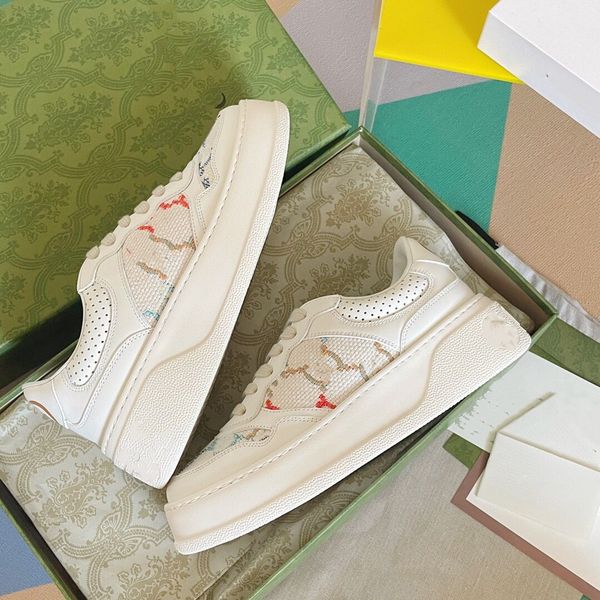 

luxury designers shoes fashion ringer print sneakers men women trainer thick bottom genuine leather casual shoe women outdoor platform sneak, Black