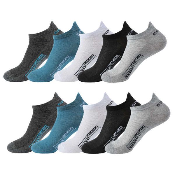

5pc socks hosiery 10 pairs pure cotton men's short socks soft breathable mesh sports compression summer lowcut boat socks for male z022, Black;white
