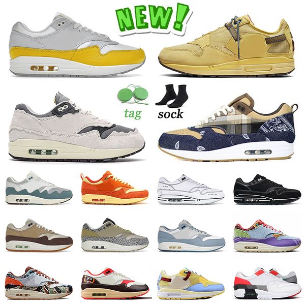 

athletic 1 87 cushion running shoes og 1s sports sneakers tour yellow cactus jack wheat protection pack white schematic concepts heavy mens, White;red