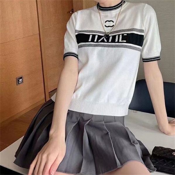 

new women's knits tees sweater casual fashion knitwear short sleeve women brand designer knits t-shirt, White