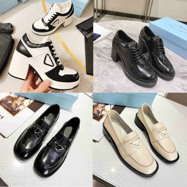 

with box prad desinger women casual shoes monolith triangle logo black loafers increase platform sneakers cloudbust classic patent matte gh