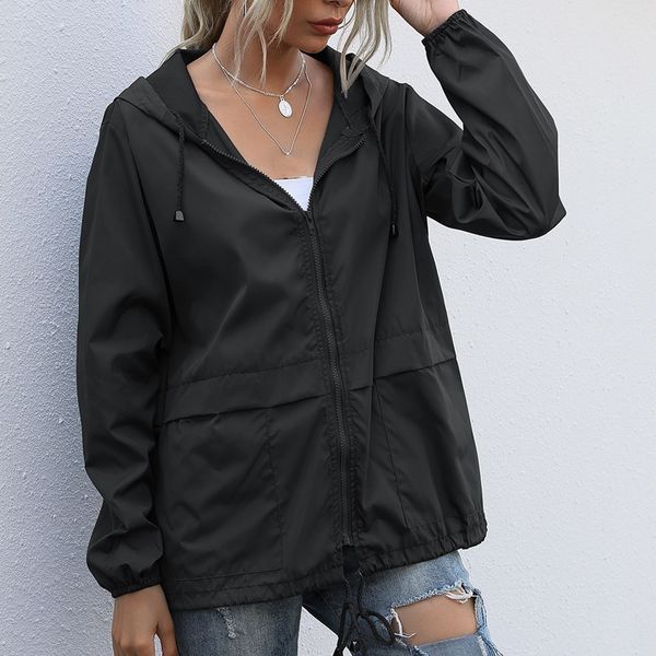 

women's trench coat jacket autumn spring streetwear tactical waterproof windbreaker jackets female hooded hip hop pilot windproof 23022, Tan;black