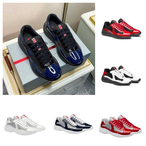 

with box prad new desiger casual shoes homme americas cup low sneakers shoes men black walking rubber sole men's sports mesh fabric & p