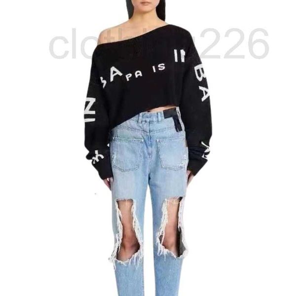 

designer women's sweaters knits with letters print girls shirt high end long sleeve stretch, White;black
