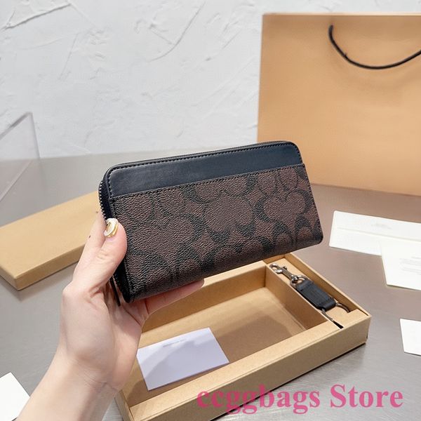 

designer wallets for men women casual luxury fashion man long wallet purses bag black brown285f, Red;black