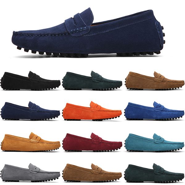 

men casual shoes mens slip on lazy suede leather shoe big size 38-47 brown, Black