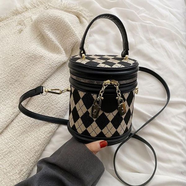 

2023 fashion small cross-body bag texture rhombus portable bucket bag