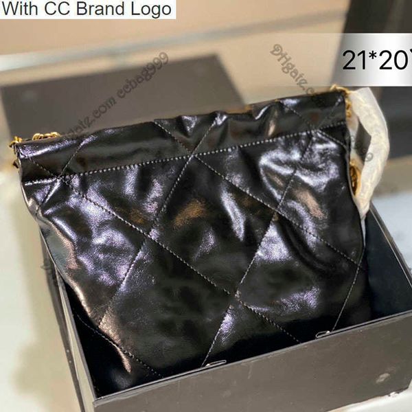 

cc shopping bags 2023ss womens small shopping 22 bags shiny real leather double chains designer handbag totes luxury crossbody shoulder qutd