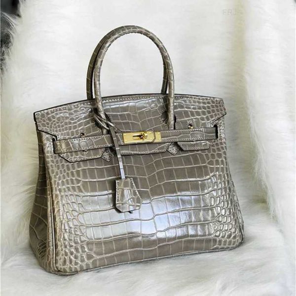 

designer birkin bags herme handbags crocodile leather womens quality fashion portable one shoulder messenger have logo frj