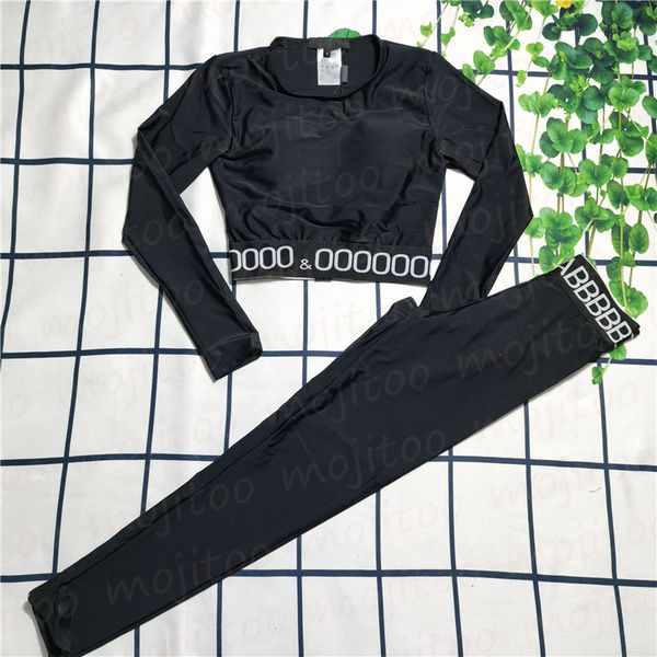 

yoga outfits designer print womens leggings tracksuits outdoor fitness tshirts tights sports suits running, Black