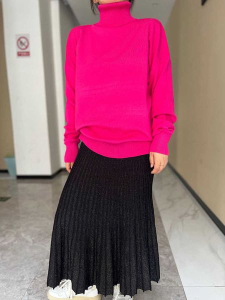 

women's sweater long sleeve fashion 2022 women autumn winter loose turtleneck pullover solid color high street commuting 230222, White;black