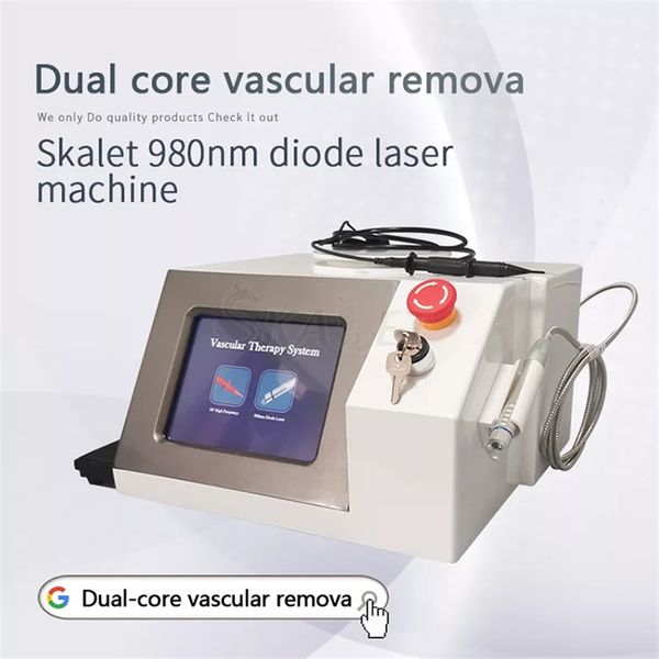 

laser machine professional 980nm diode laser vascular removal red blood vessels spider veins face vein remover lazer therapy with cold hamme, Black