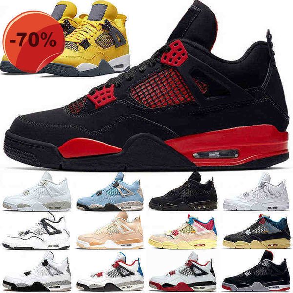 

sandals jumpman 4 4s basketball shoes men women black cat red thunder lightning sneakers university blue white oreo bred pure money what the
