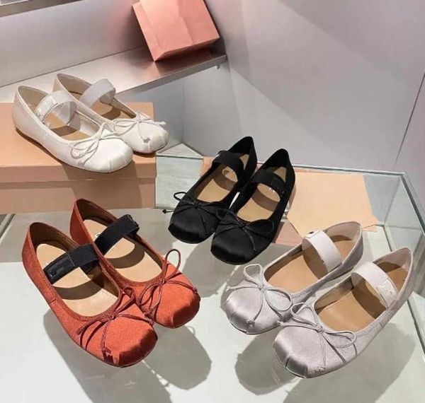 

elastic luxury satin strap ballerinas ballet flats casual shoes women's satin bow comfortable flat bottom dance ladies and girls holida