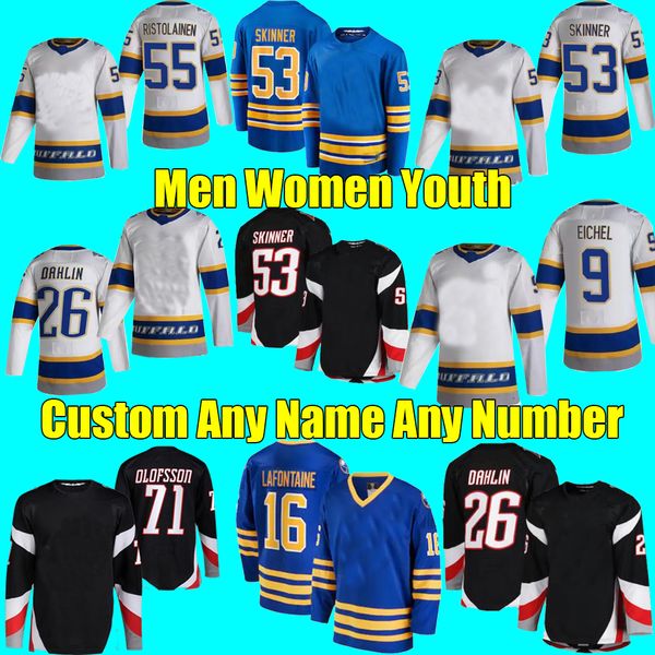 

2022-23 jeff skinner sabres reverse retro jersey buffalo alex tuch victor olofsson kyle okposo rasmus dahlin owen power tage thompson riley, Black;red