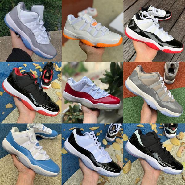 

jumpman 11 low basketball shoes mens new cement grey low 11s high concord cool gray cherry bred 72-10 legend blue hyper royal gym red sports