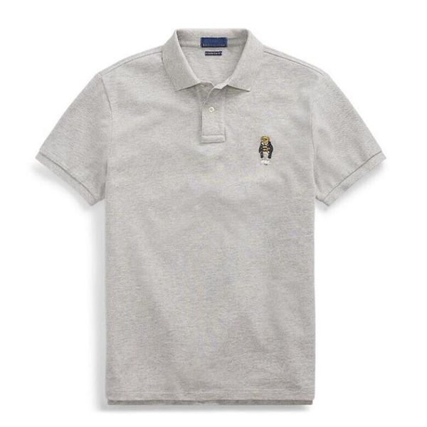 

summer mens design polo shirts piglet embroidery round neck t-shirt casual solid color casual polo t-shirt181d, White;black