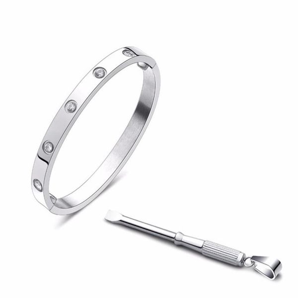 

titanium steel love bracelets silver rose gold bangles women men screw screwdriver bracelet couple jewelry with box set shipp308n, Black