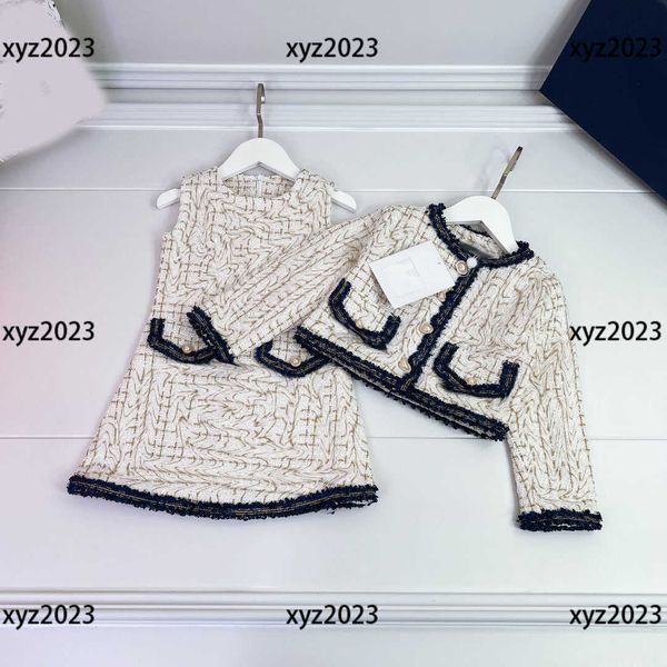 

kids clothes child sets baby 2pcs summer high-end dresses and solid-color jackets tracksuit outdoor size 100-160 cm feb21, White