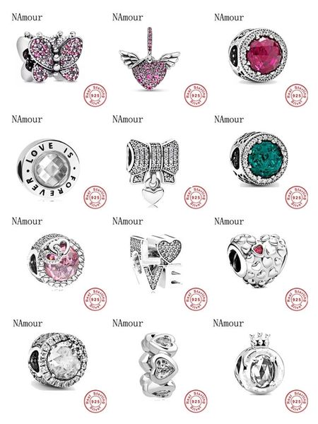 

pandora's new 925 silver bracelet diy handmade beaded beads pink zircon large hole bead string accessories