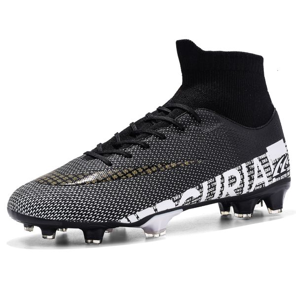 

safety shoes professional fgtf soccer nonslip long spike football boots young kids high ankle cleats grass sneakers 230222, Black;brown