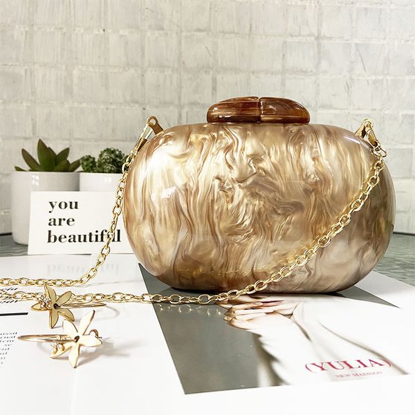 

waist bags ellipse acrylic cute clutches coffee handbag evening clutch bag wedding party purses personality women chain shoulder 230222