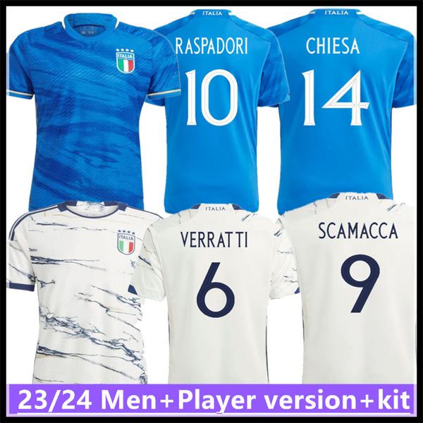 

23 24 italys soccer jerseys scamacca immobile chiesa football shirts raspadori jorginho barella bastoni verratti maglia italiana national te, Black;yellow