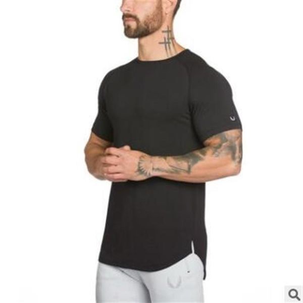 

new brand cotton gym shirt sports t shirt men short sleeve rashgard running tshirt workout training tees fitness t-shirt279d, White;black