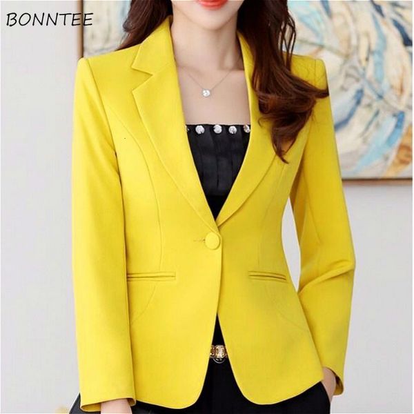 

womens jackets blazers women daily allmatch trendy solid est spring slim office lady elegant notched single button mujer fashion ins 230222, Black;brown