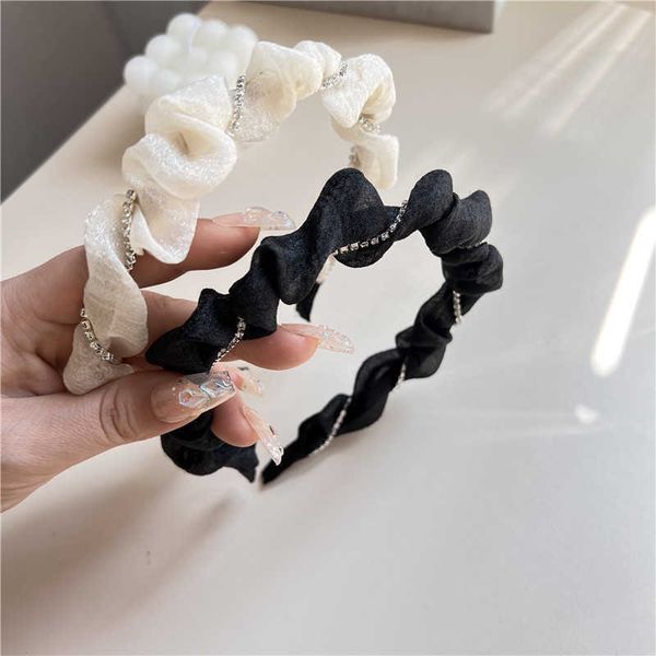 

hair clips barrettes new french elegant fancy decorative pearl hairband fabric covered twist rhinestones headband for lovely sweet girls j23, Golden;silver