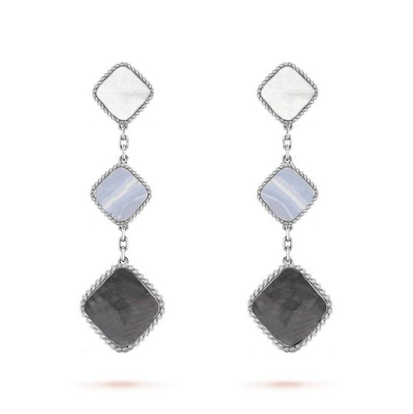 

clover earrings class 4 leaf dangle earrings of womens fashion flower earings mother-of-pearl diamond agate multiple styles wedding sift s, Silver