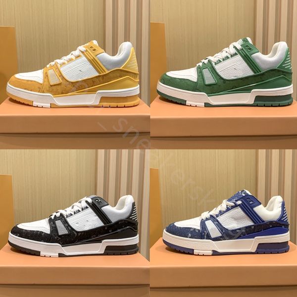 

new classic men trainer women casual shoes vintage platform trainers designer sneakers denim monograms shoes rubber canvas leather sneaker s, Black