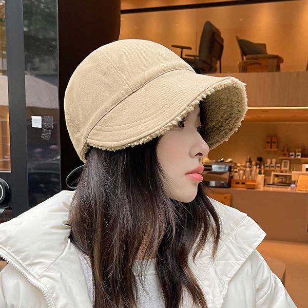

wide brim hats 2022 winter bucket hat women double sided wool fisherman hat female autumn winter hats for women keep warm casual gorro new, Blue;gray