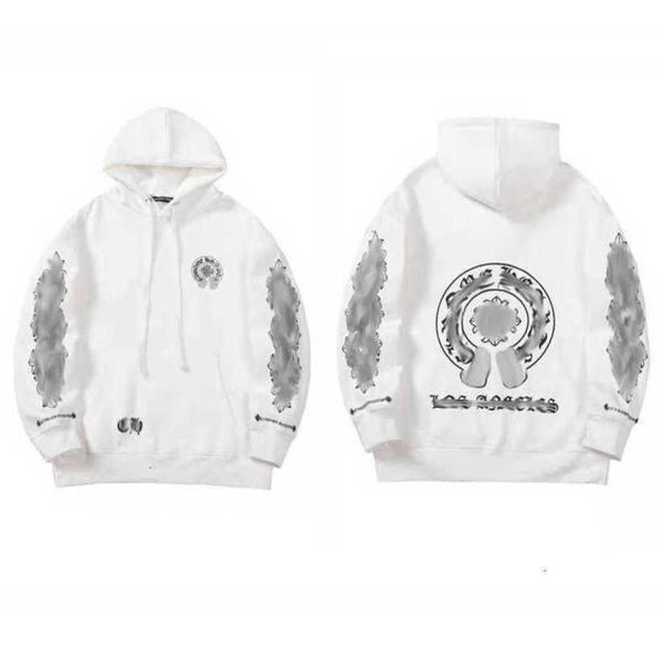 

2023 men's luxury fashion chrome sweatshirts designer classic women heart jackets hoodies zipper hooded sweater casual cross pullover, Black