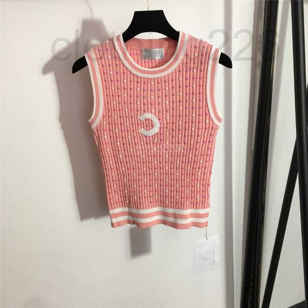 

designer 2022 women's slim tee knits designer with letter pattern girls milan runway crop shirt high end crew neck sleeveless 2mik, White