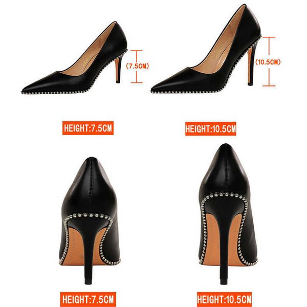 

sandals bigtree shoes woman pumps 2023 new high heels stiletto pu leather women heels party shoes female heel plus size 43 j230222, Black