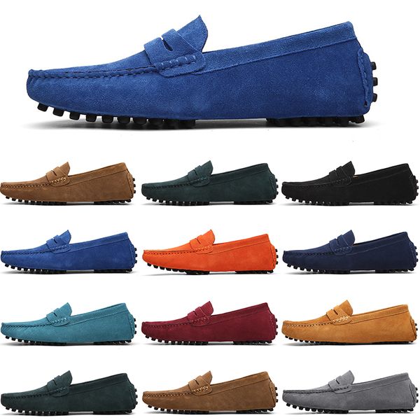 

men casual shoes mens slip on lazy suede leather shoe big size 38-47 navy, Black