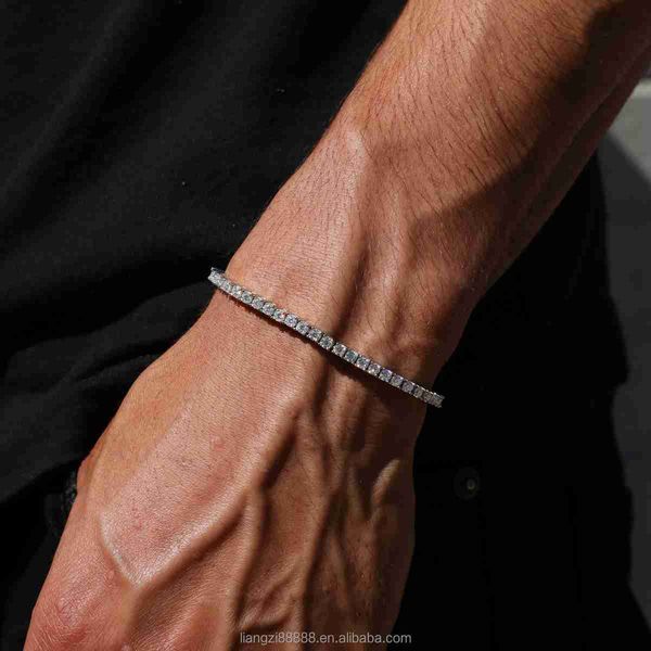 

oem odm 3mm vvs moissanite diamond tennis bracelet 925 sterling silver iced out men fine