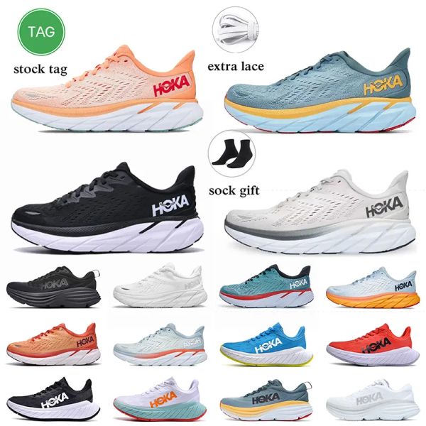 

wholesale hoka one bondi 8 running shoes women men hokas triple white black carbon x 2 clifton 8 on cloud shock absorption b izm