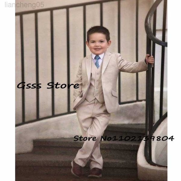 

clothing sets boys suit custom 3 piece formal party tuxedo kids blazer set pants vest solid color fashion young jacket w0222, White