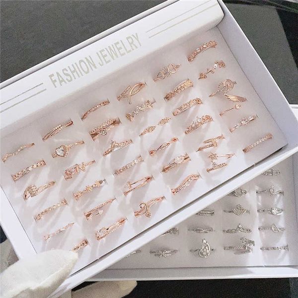 

korean fashion exquisite micro inlaid zircon ring electroplating k gold platinum color ring, Silver