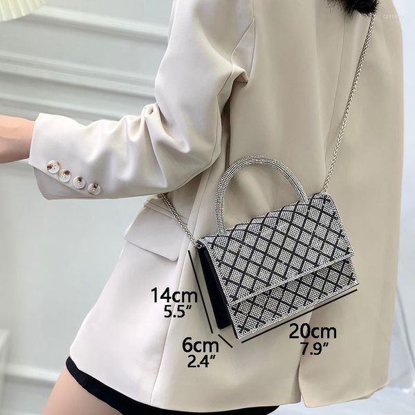 

shoulder bags luxury designer handbags for women rhinestone diamond lattice crossbody bag ladies square
