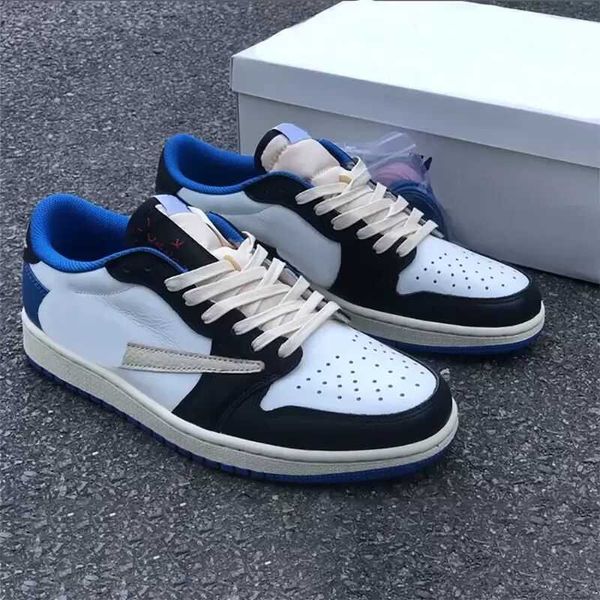 

basketball shoes travis scotts jumpman 1 low og x fragment mens white military blue designer sports sneakers with original box
