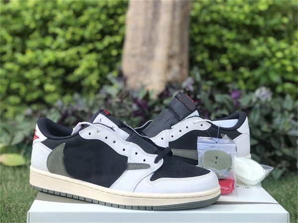 

2023 travis scotts x 1 low olive casual shoes jorden 1s dz4137-106 authentic basketball cactus jack men sports sneaker outdoor with original, Black